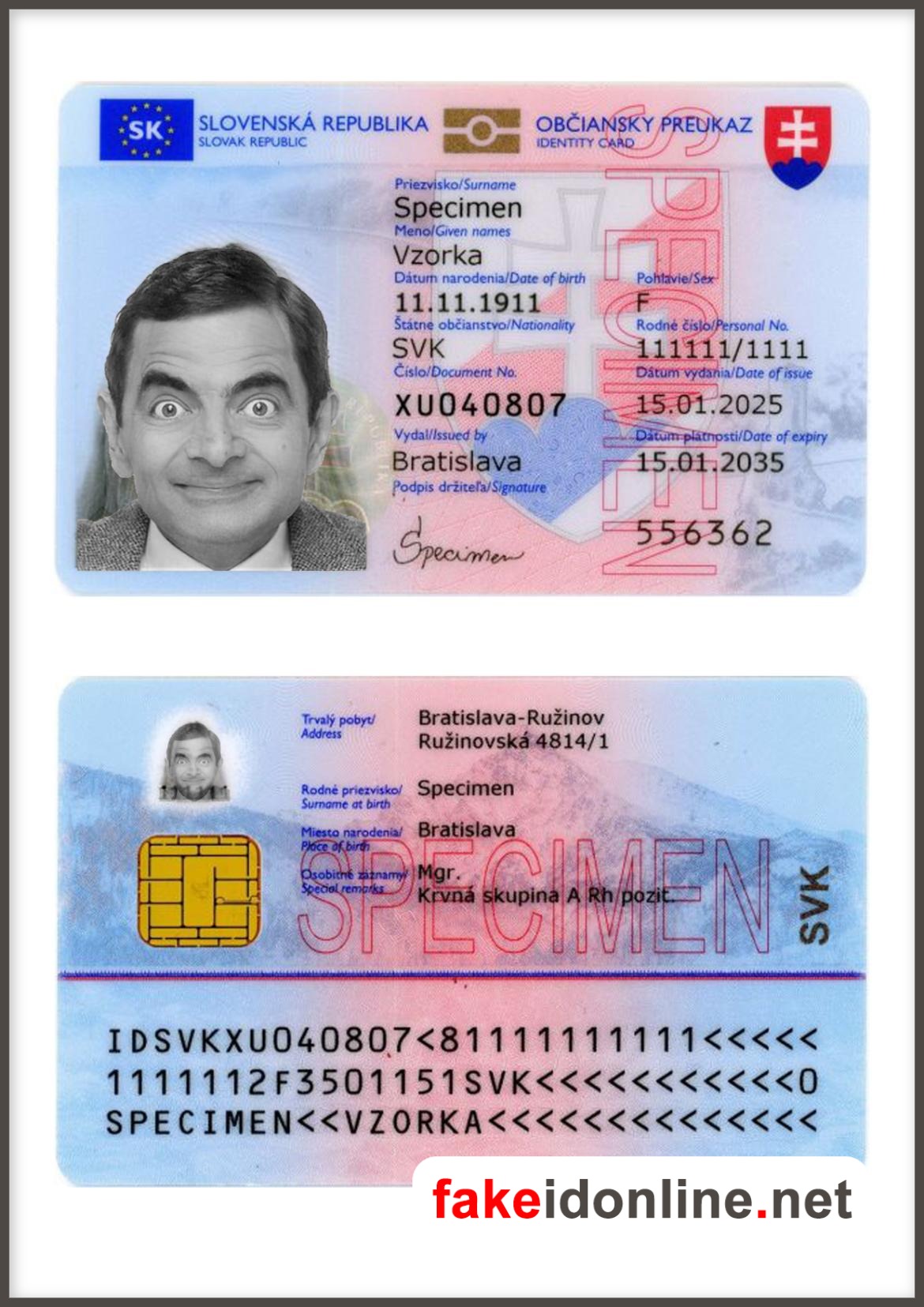 Slovakia ID Card Template PSD